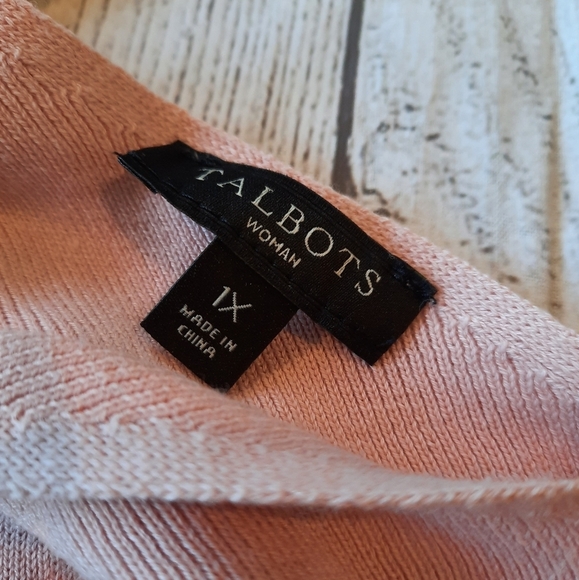 Talbots •Sz 1X• Pink Knit Short Sleeve V-neck Top - Picture 7 of 7